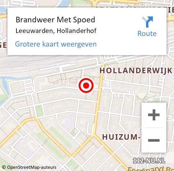 Locatie op kaart van de 112 melding: Brandweer Met Spoed Naar Leeuwarden, Hollanderhof op 16 juli 2017 00:50