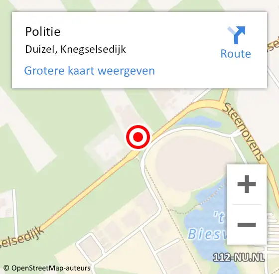 Locatie op kaart van de 112 melding: Politie Duizel, Knegselsedijk op 16 juli 2017 01:01