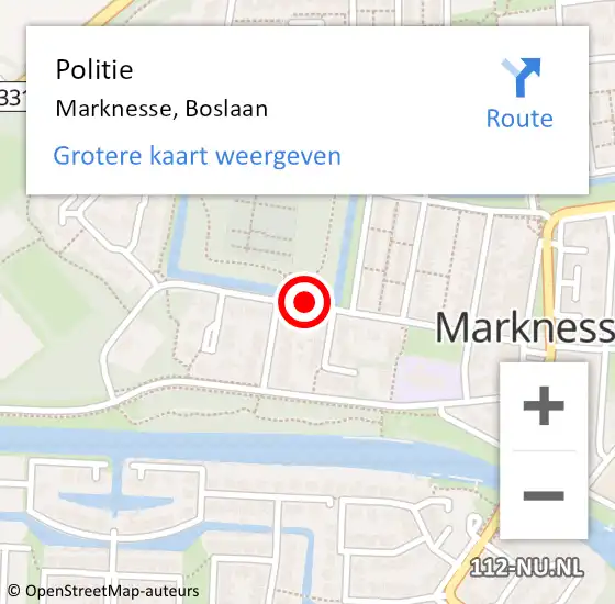 Locatie op kaart van de 112 melding: Politie Marknesse, Boslaan op 16 juli 2017 01:09