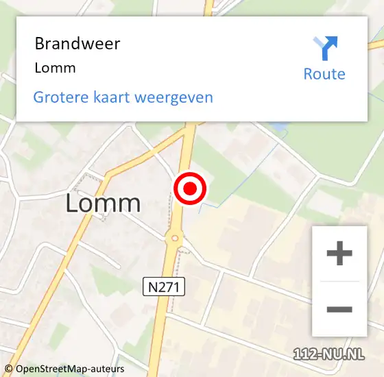 Locatie op kaart van de 112 melding: Brandweer Lomm op 16 juli 2017 01:13