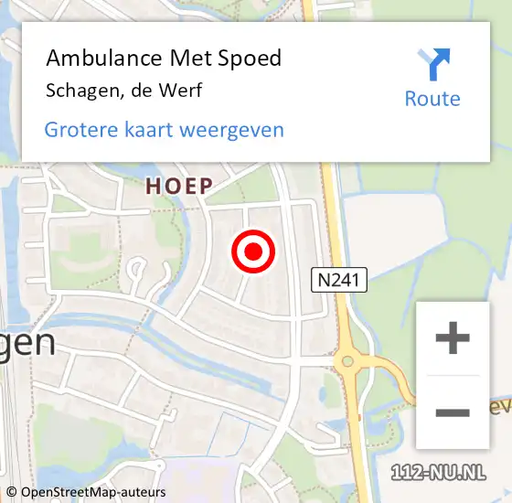 Locatie op kaart van de 112 melding: Ambulance Met Spoed Naar Schagen, de Werf op 16 juli 2017 01:17