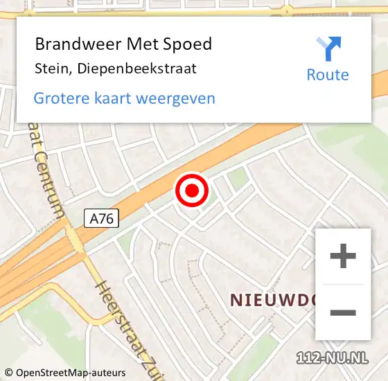 Locatie op kaart van de 112 melding: Brandweer Met Spoed Naar Stein, Diepenbeekstraat op 16 juli 2017 02:00