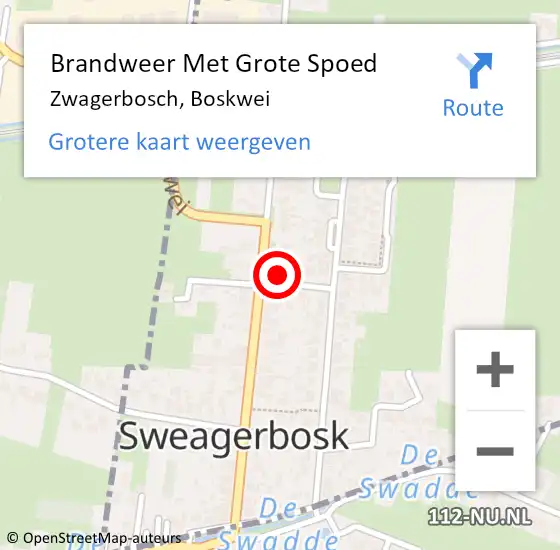 Locatie op kaart van de 112 melding: Brandweer Met Grote Spoed Naar Zwagerbosch, Boskwei op 16 juli 2017 02:12