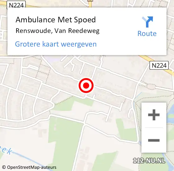 Locatie op kaart van de 112 melding: Ambulance Met Spoed Naar Renswoude, Van Reedeweg op 16 juli 2017 02:28