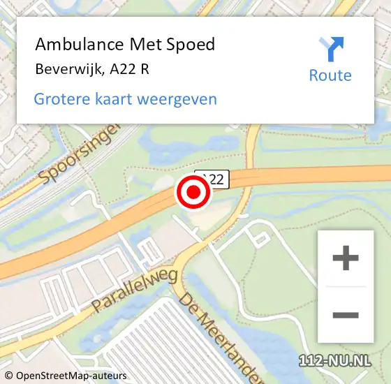 Locatie op kaart van de 112 melding: Ambulance Met Spoed Naar Beverwijk, A22 R op 16 juli 2017 03:03