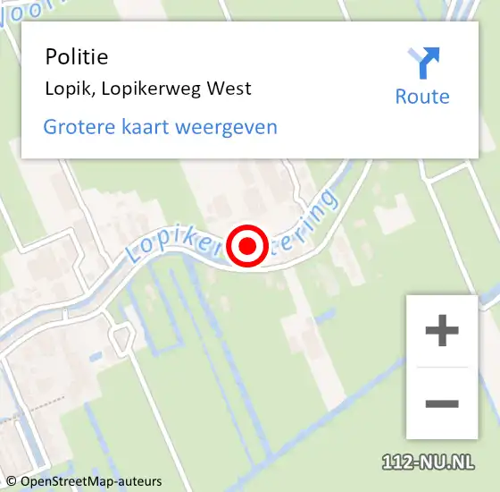Locatie op kaart van de 112 melding: Politie Lopik, Lopikerweg West op 16 juli 2017 03:36