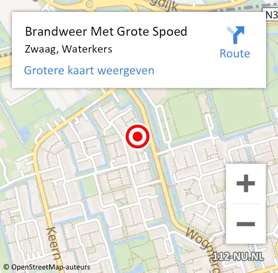 Locatie op kaart van de 112 melding: Brandweer Met Grote Spoed Naar Zwaag, Waterkers op 16 juli 2017 03:40