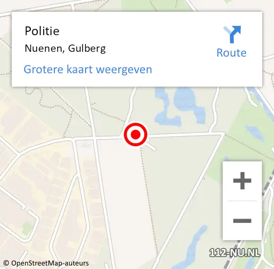 Locatie op kaart van de 112 melding: Politie Nuenen, Gulberg op 16 juli 2017 03:46