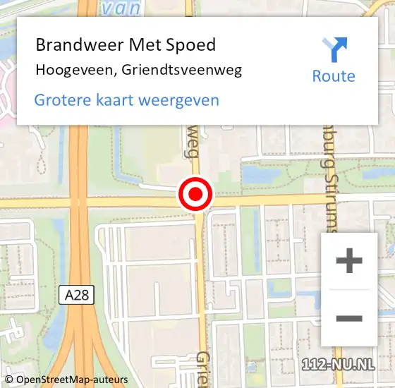 Locatie op kaart van de 112 melding: Brandweer Met Spoed Naar Hoogeveen, Griendtsveenweg op 16 juli 2017 04:11