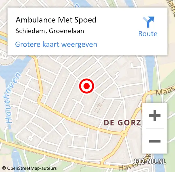 Locatie op kaart van de 112 melding: Ambulance Met Spoed Naar Schiedam, Groenelaan op 16 juli 2017 04:12