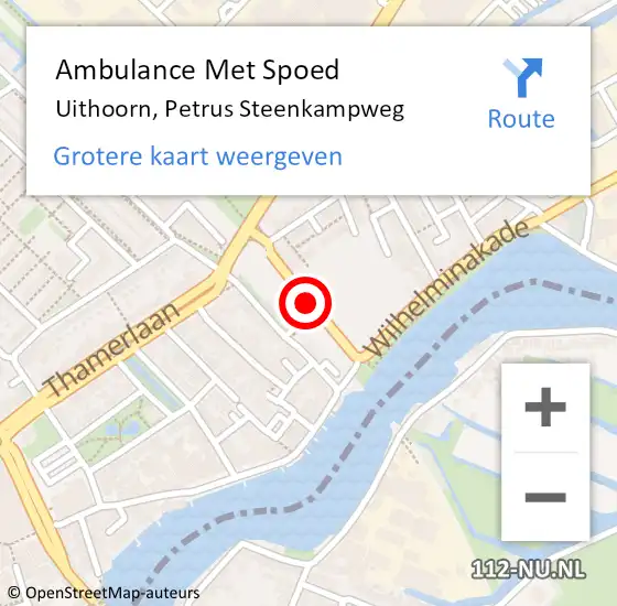 Locatie op kaart van de 112 melding: Ambulance Met Spoed Naar Uithoorn, Petrus Steenkampweg op 16 juli 2017 06:57