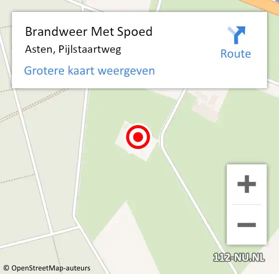 Locatie op kaart van de 112 melding: Brandweer Met Spoed Naar Asten, Pijlstaartweg op 16 juli 2017 08:50