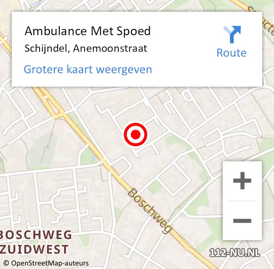 Locatie op kaart van de 112 melding: Ambulance Met Spoed Naar Schijndel, Anemoonstraat op 16 juli 2017 09:02