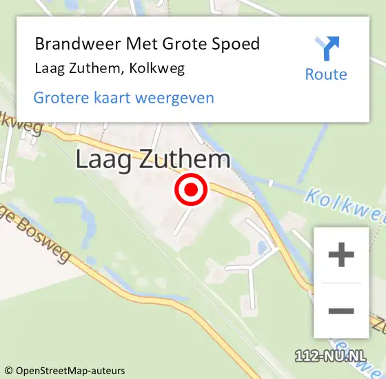 Locatie op kaart van de 112 melding: Brandweer Met Grote Spoed Naar Laag Zuthem, Kolkweg op 16 juli 2017 09:23