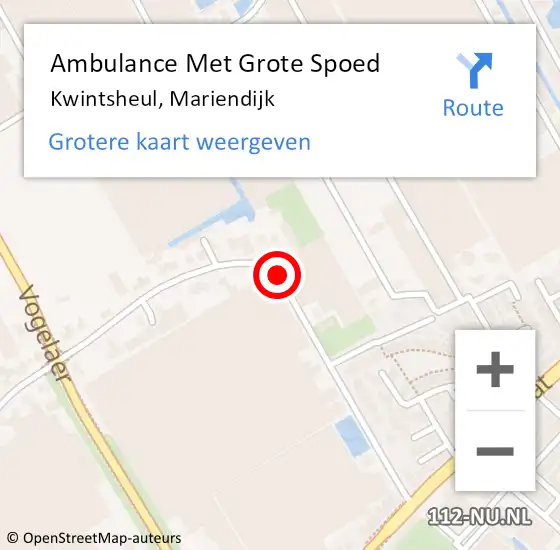 Locatie op kaart van de 112 melding: Ambulance Met Grote Spoed Naar Kwintsheul, Mariendijk op 16 juli 2017 09:40