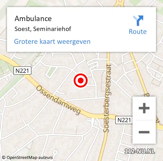 Locatie op kaart van de 112 melding: Ambulance Soest, Seminariehof op 16 juli 2017 09:59