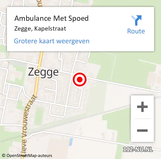 Locatie op kaart van de 112 melding: Ambulance Met Spoed Naar Zegge, Kapelstraat op 16 juli 2017 10:05