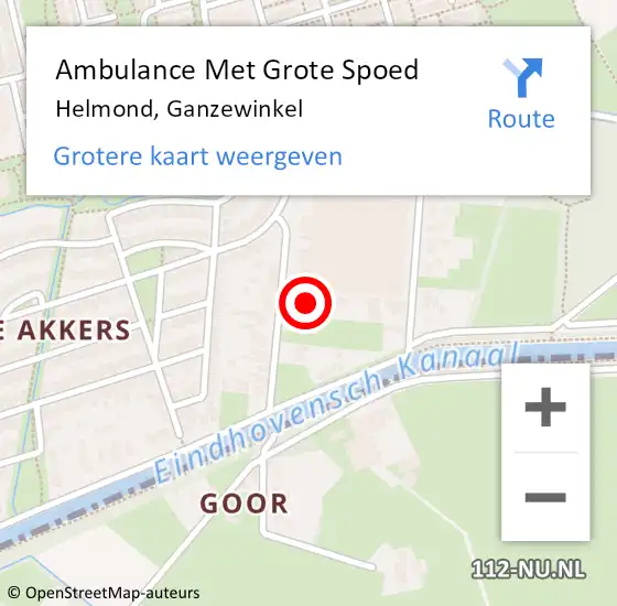 Locatie op kaart van de 112 melding: Ambulance Met Grote Spoed Naar Helmond, Ganzewinkel op 16 juli 2017 10:14