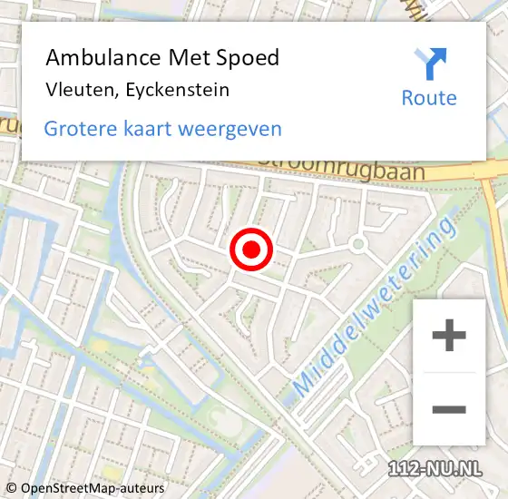 Locatie op kaart van de 112 melding: Ambulance Met Spoed Naar Vleuten, Eyckenstein op 16 juli 2017 10:32