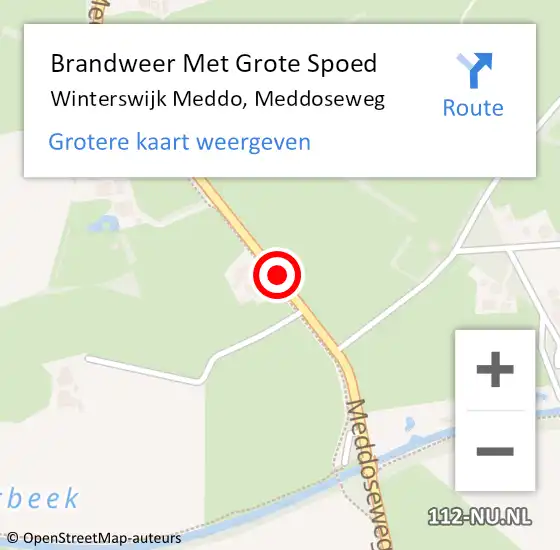 Locatie op kaart van de 112 melding: Brandweer Met Grote Spoed Naar Winterswijk Meddo, Meddoseweg op 16 juli 2017 10:50