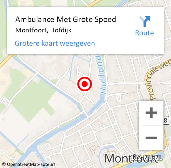 Locatie op kaart van de 112 melding: Ambulance Met Grote Spoed Naar Montfoort, Hofdijk op 16 juli 2017 11:09