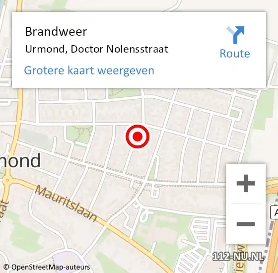 Locatie op kaart van de 112 melding: Brandweer Urmond, Doctor Nolensstraat op 27 januari 2014 08:55