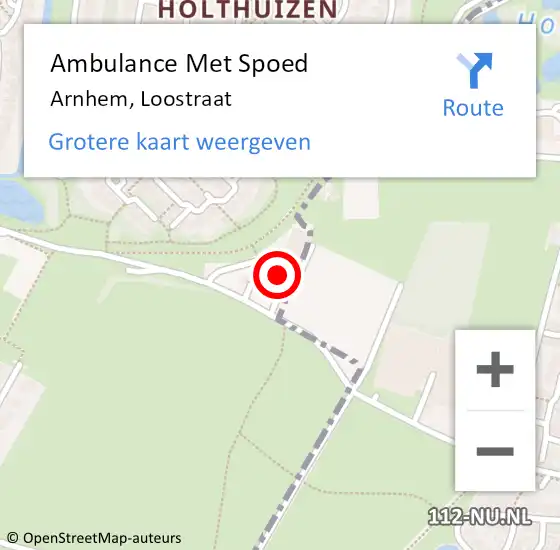 Locatie op kaart van de 112 melding: Ambulance Met Spoed Naar Arnhem, Loostraat op 16 juli 2017 13:13