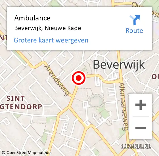 Locatie op kaart van de 112 melding: Ambulance Beverwijk, Nieuwe Kade op 27 januari 2014 09:01