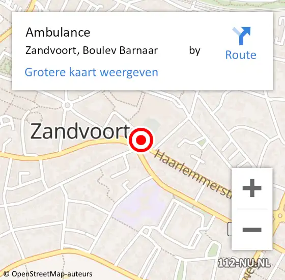 Locatie op kaart van de 112 melding: Ambulance Zandvoort, Boulevard Paulus Loot    by op 16 juli 2017 13:32