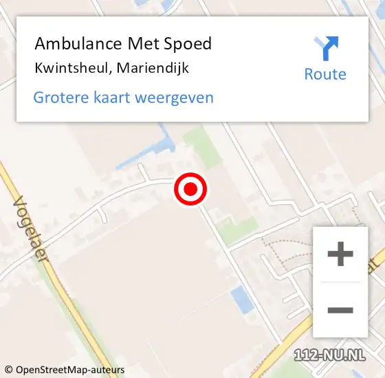 Locatie op kaart van de 112 melding: Ambulance Met Spoed Naar Kwintsheul, Mariendijk op 16 juli 2017 13:53