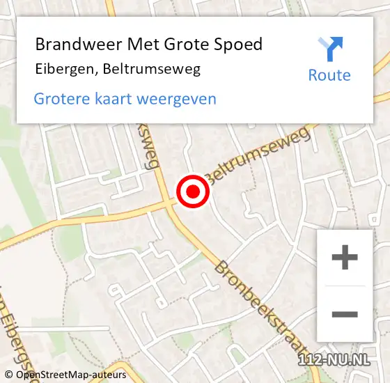 Locatie op kaart van de 112 melding: Brandweer Met Grote Spoed Naar Eibergen, Beltrumseweg op 16 juli 2017 14:18