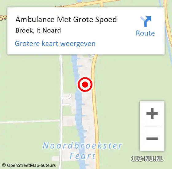 Locatie op kaart van de 112 melding: Ambulance Met Grote Spoed Naar Broek, It Noard op 16 juli 2017 14:34