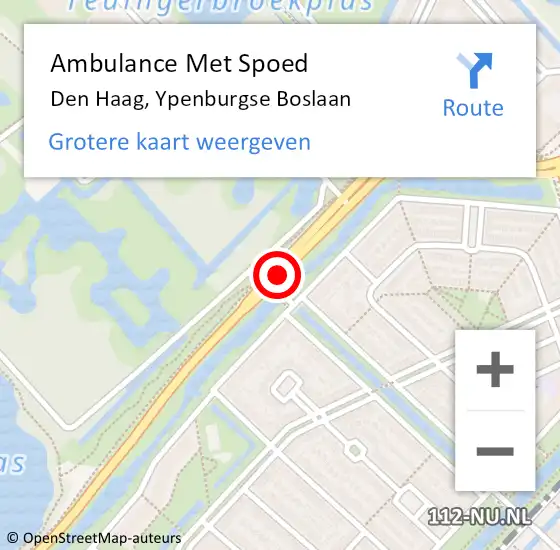 Locatie op kaart van de 112 melding: Ambulance Met Spoed Naar Den Haag, Ypenburgse Boslaan op 16 juli 2017 15:14