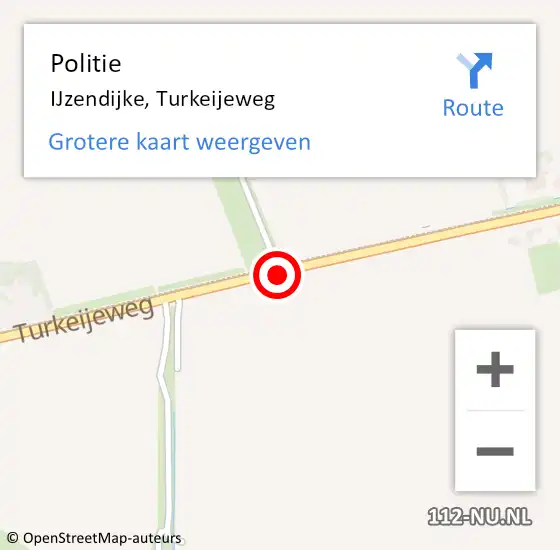 Locatie op kaart van de 112 melding: Politie IJzendijke, Turkeijeweg op 16 juli 2017 15:14