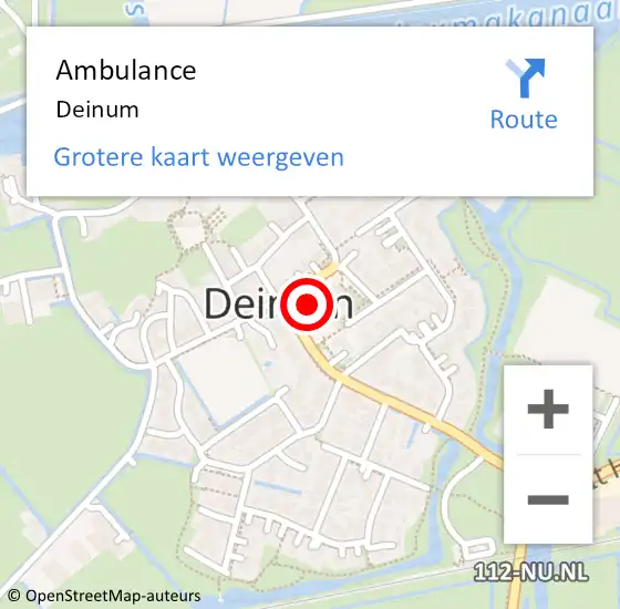 Locatie op kaart van de 112 melding: Ambulance Deinum op 16 juli 2017 15:21