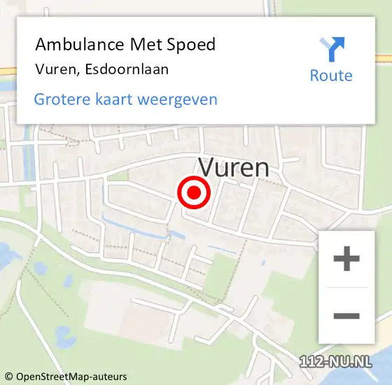 Locatie op kaart van de 112 melding: Ambulance Met Spoed Naar Vuren, Esdoornlaan op 16 juli 2017 17:36