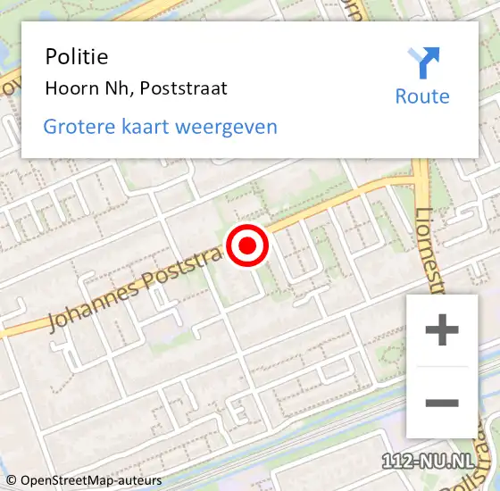 Locatie op kaart van de 112 melding: Politie Hoorn Nh, Poststraat op 16 juli 2017 19:29