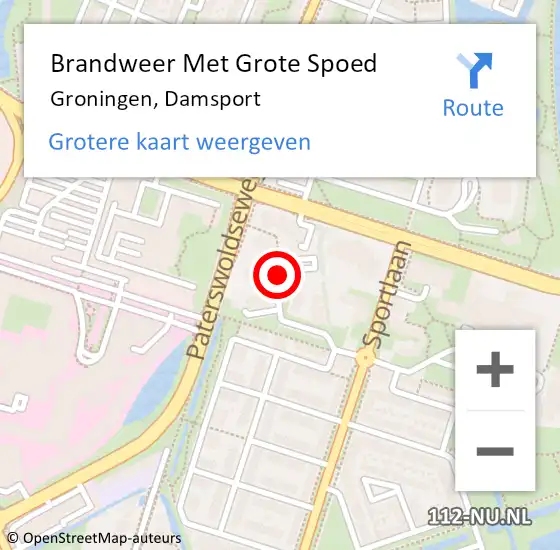 Locatie op kaart van de 112 melding: Brandweer Met Grote Spoed Naar Groningen, Damsport op 16 juli 2017 19:57