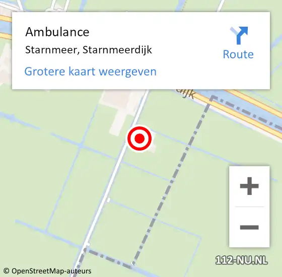 Locatie op kaart van de 112 melding: Ambulance Starnmeer, Starnmeerdijk op 27 januari 2014 09:20