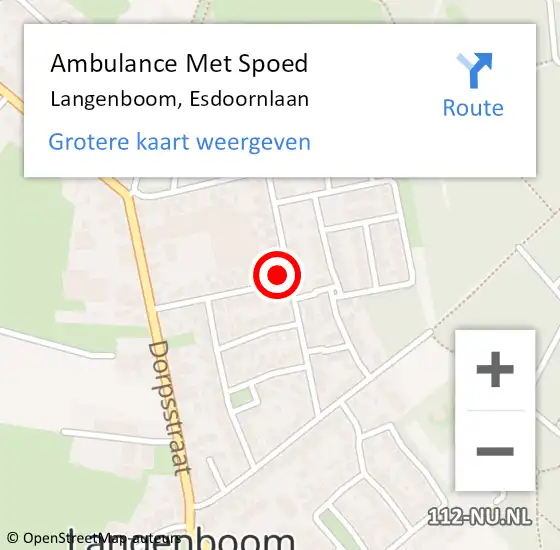 Locatie op kaart van de 112 melding: Ambulance Met Spoed Naar Langenboom, Esdoornlaan op 16 juli 2017 20:19