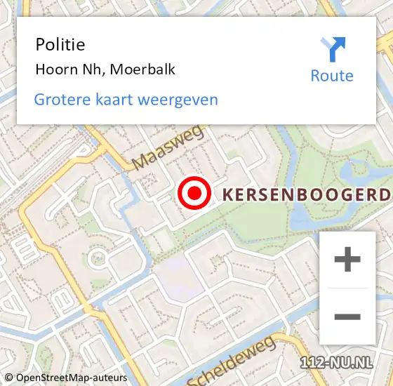 Locatie op kaart van de 112 melding: Politie Hoorn Nh, Moerbalk op 16 juli 2017 21:22