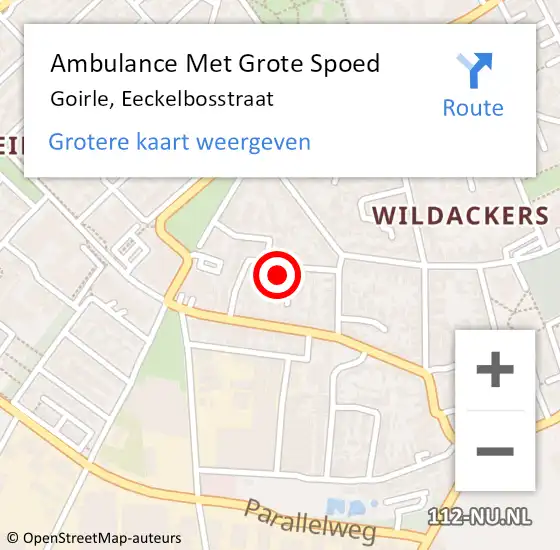 Locatie op kaart van de 112 melding: Ambulance Met Grote Spoed Naar Goirle, Eeckelbosstraat op 16 juli 2017 21:37