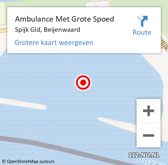 Locatie op kaart van de 112 melding: Ambulance Met Grote Spoed Naar Spijk Gld, Beijenwaard op 16 juli 2017 21:55