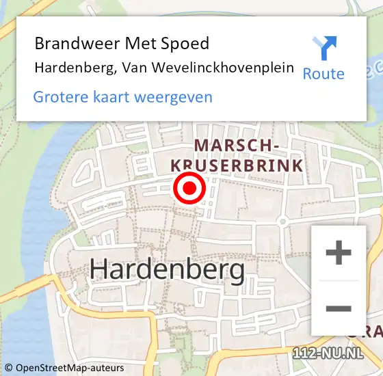 Locatie op kaart van de 112 melding: Brandweer Met Spoed Naar Hardenberg, Van Wevelinckhovenplein op 16 juli 2017 21:56