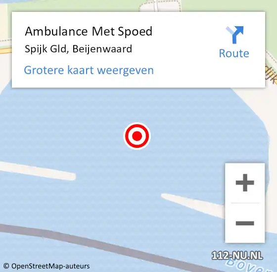 Locatie op kaart van de 112 melding: Ambulance Met Spoed Naar Spijk Gld, Beijenwaard op 16 juli 2017 22:02