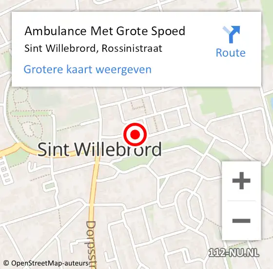 Locatie op kaart van de 112 melding: Ambulance Met Grote Spoed Naar Sint Willebrord, Rossinistraat op 16 juli 2017 23:22