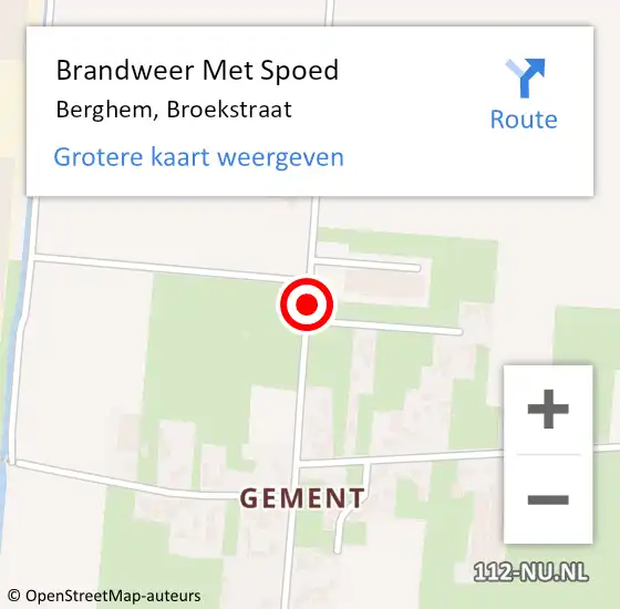 Locatie op kaart van de 112 melding: Brandweer Met Spoed Naar Berghem, Broekstraat op 17 juli 2017 00:14