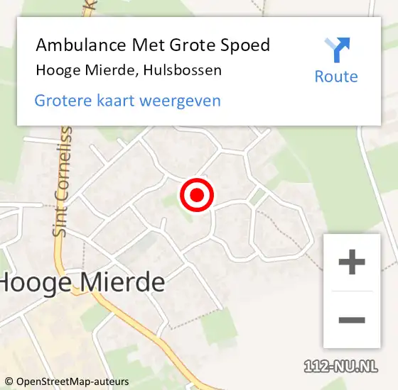 Locatie op kaart van de 112 melding: Ambulance Met Grote Spoed Naar Hooge Mierde, Hulsbossen op 17 juli 2017 02:13