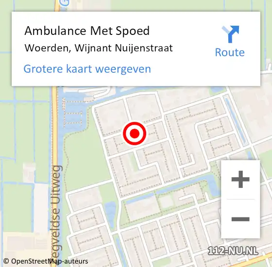 Locatie op kaart van de 112 melding: Ambulance Met Spoed Naar Woerden, Wijnant Nuijenstraat op 17 juli 2017 02:59