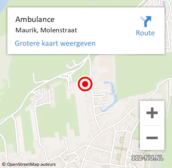 Locatie op kaart van de 112 melding: Ambulance Maurik, Molenstraat op 17 juli 2017 03:31